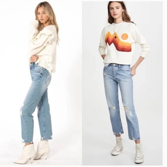 MOTHER Denim - MOTHER The Tomcat High Rise Straight Leg Destroy Jeans in The Confession Size 24